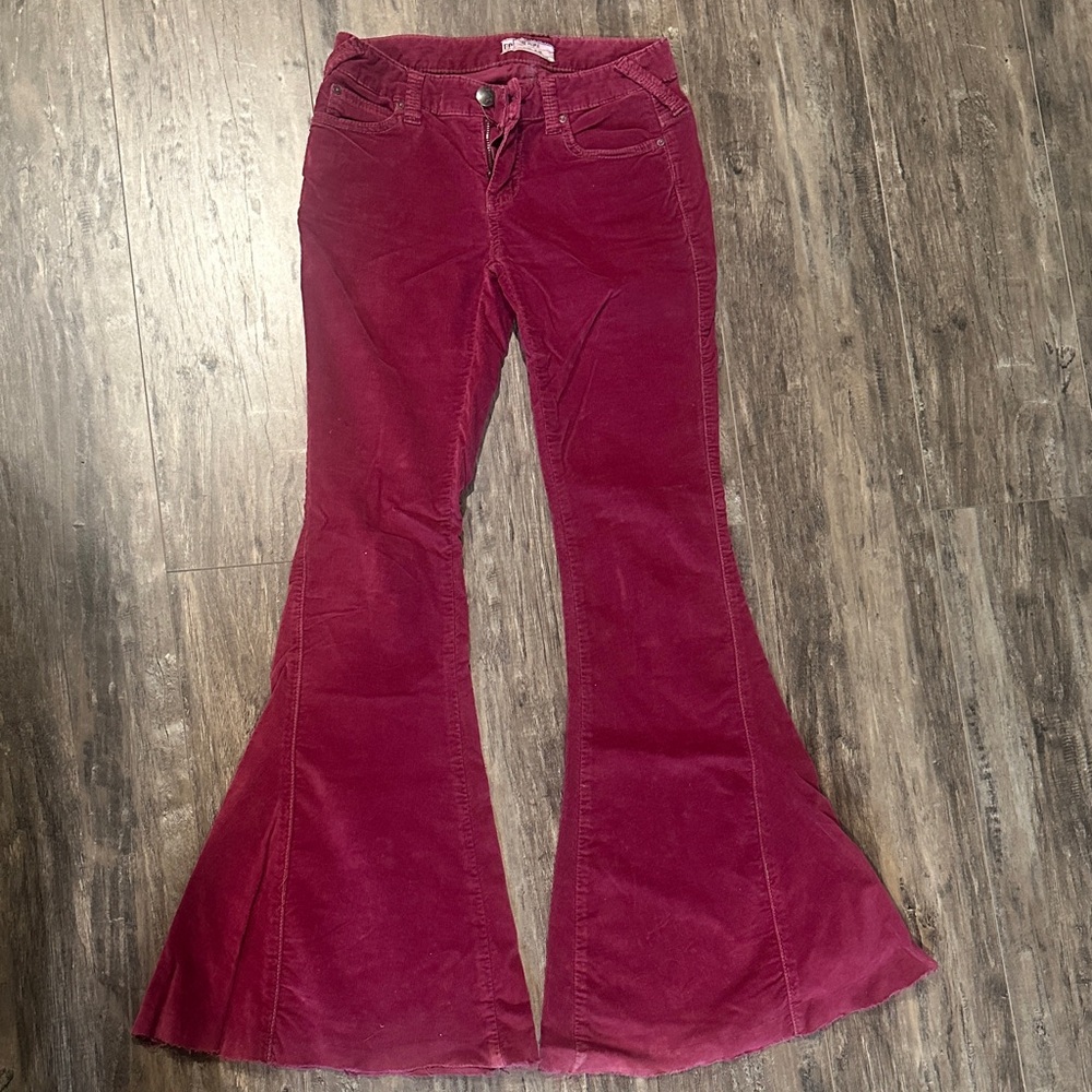 Free People Flare Jeans in Deep Red